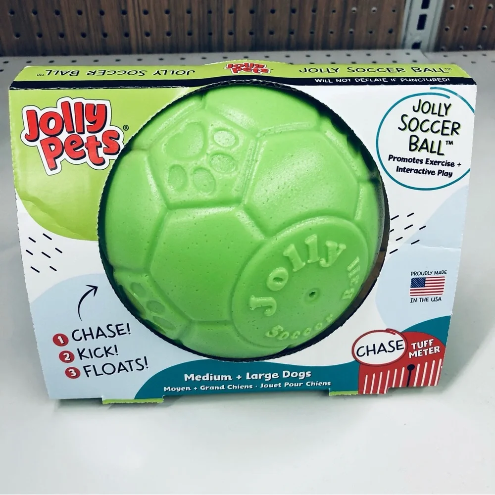 NEW JOLLY PETS Dog Toy Soccer Ball 6” for Medium to Large Dog Green Apple